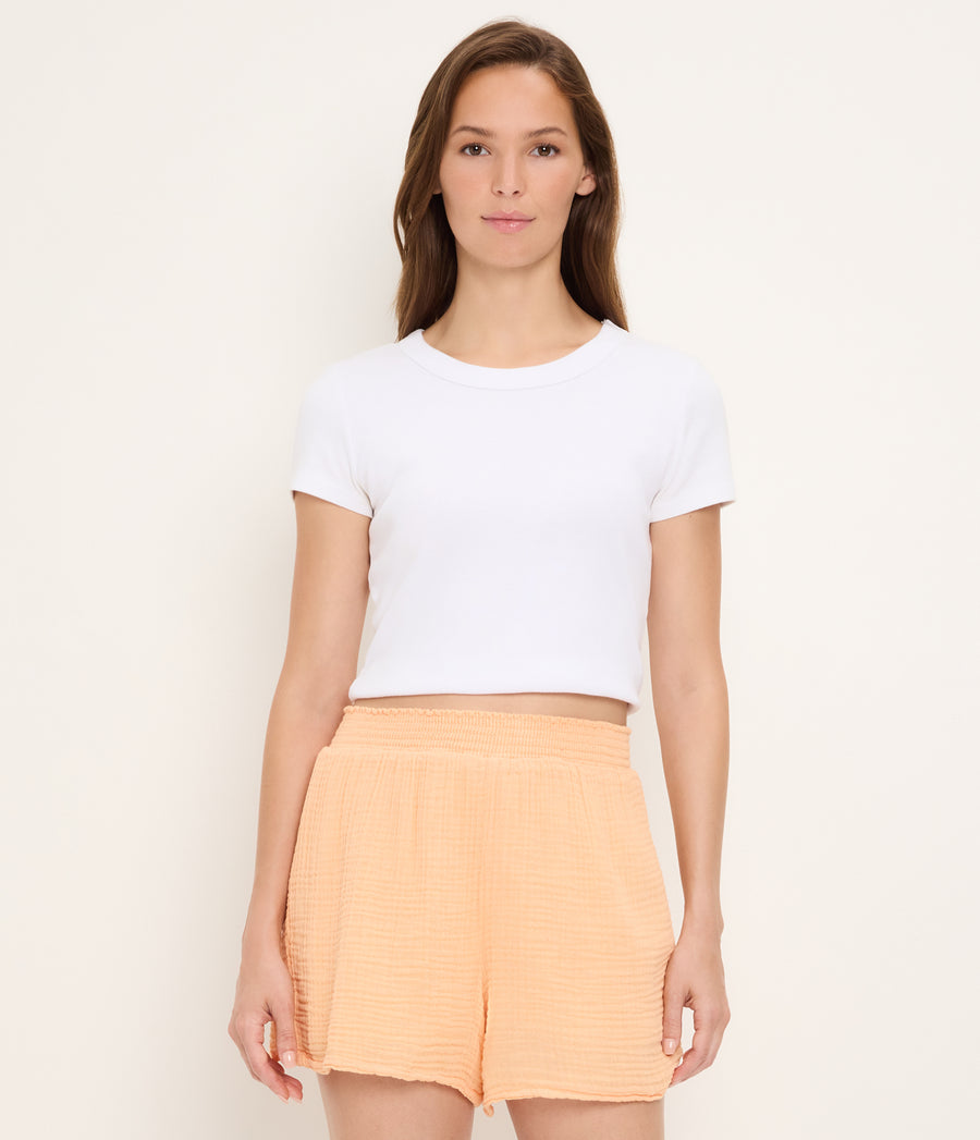 Alva Gauze Smocked Short TANGERINE / XL #TANGERINE