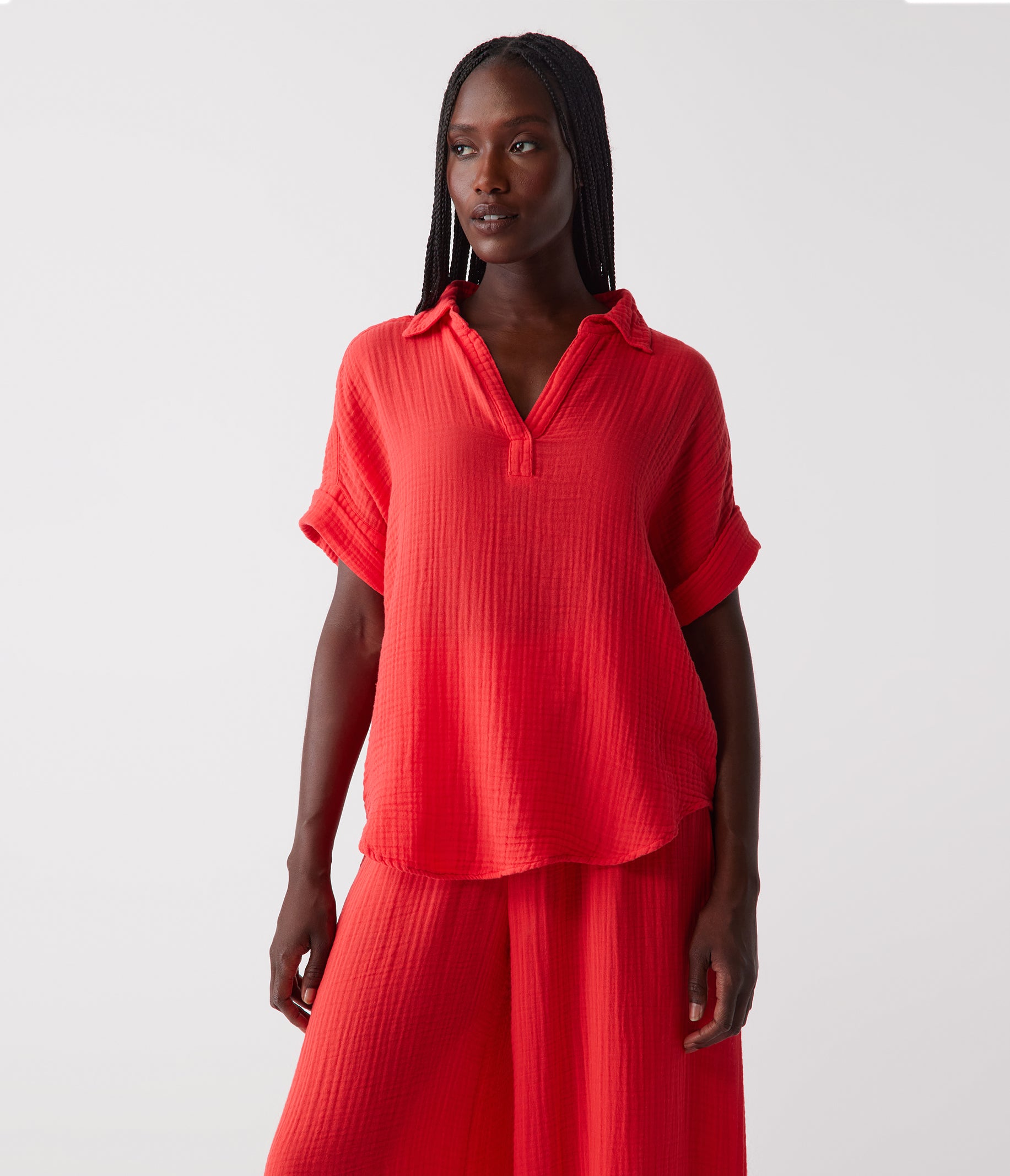 Gigi Gauze Popover Top