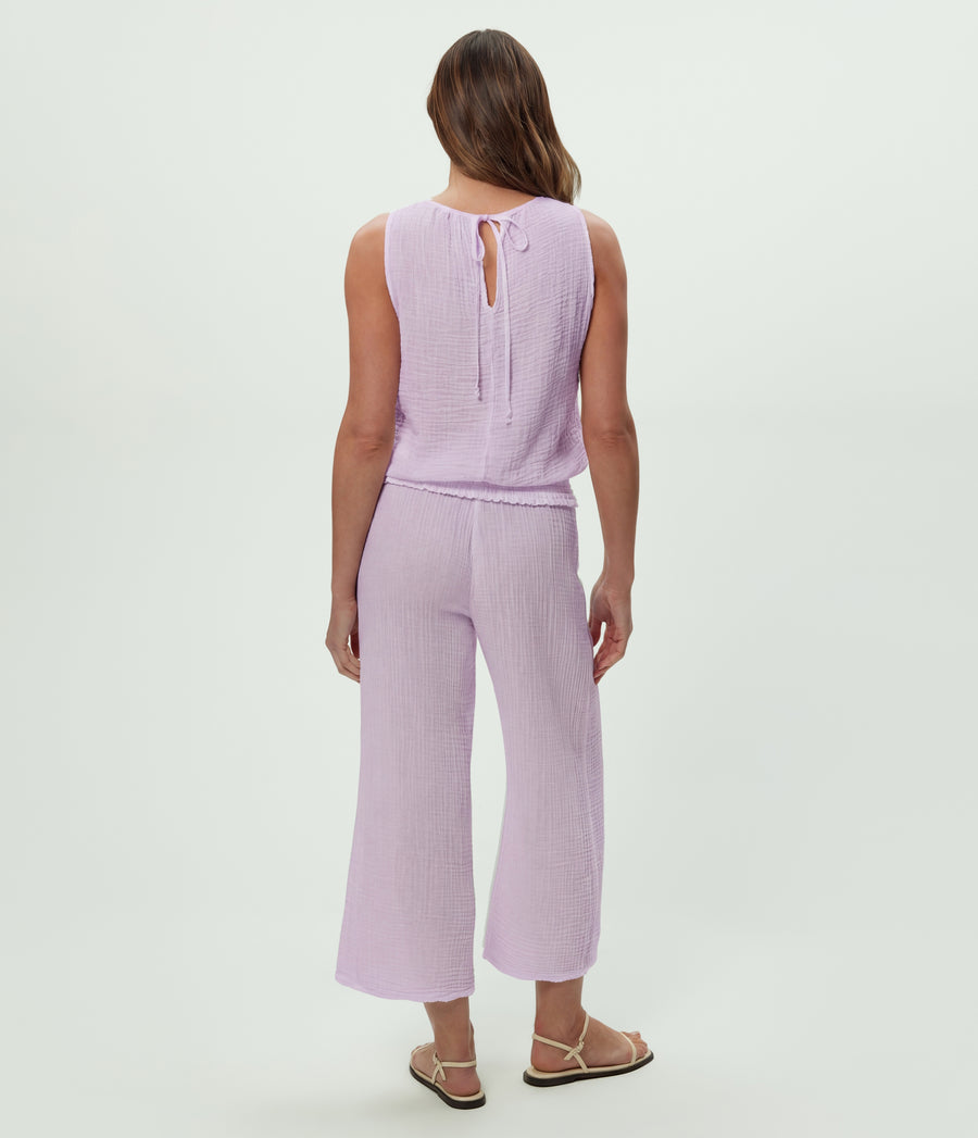 Medina Cropped Gauze Pant in WHIMSY PURPLE Back View #WHIMSY