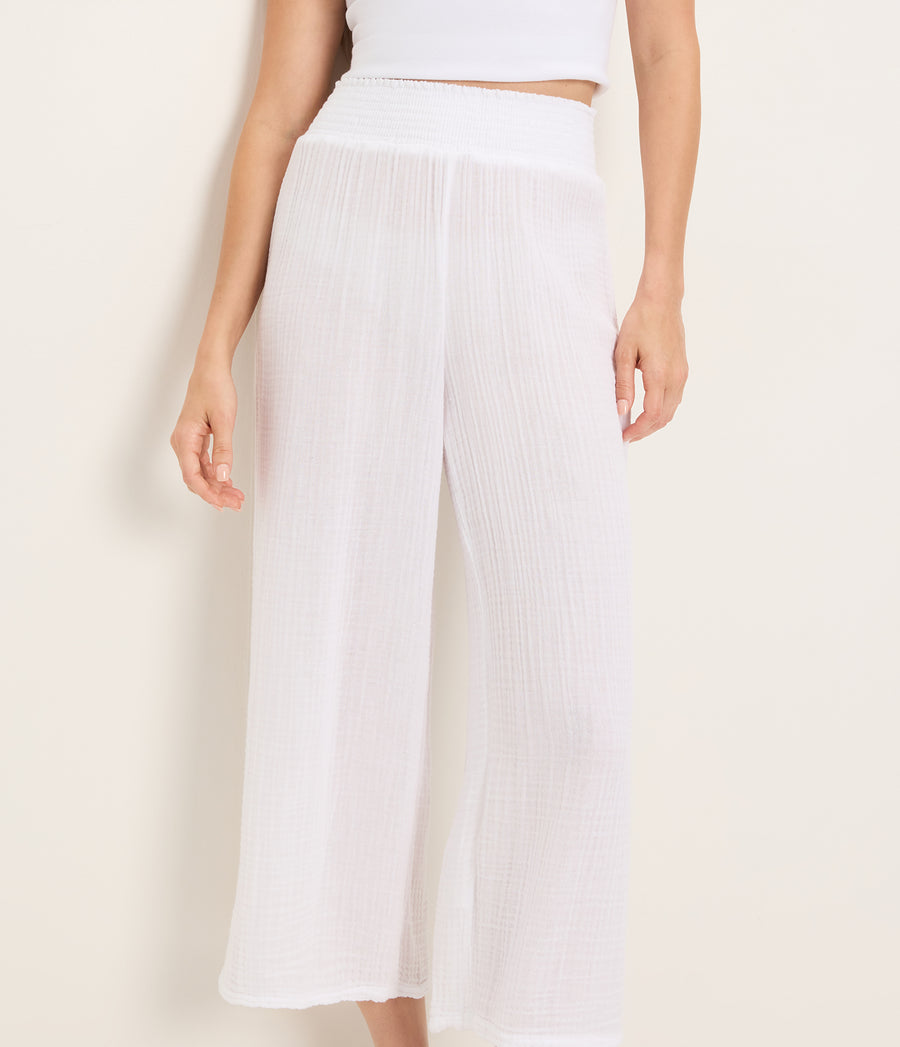 Medina Cropped Gauze Pant WHITE / XL #WHITE