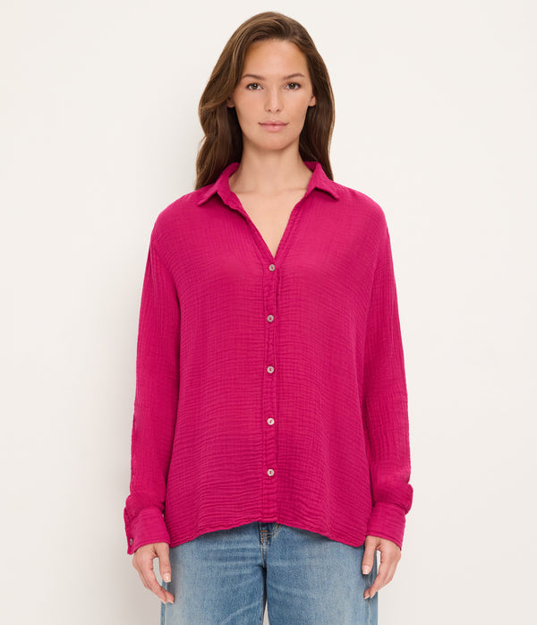 Leo Gauze Button Down Shirt FRENCH ROSE / XL #FRENCH ROSE