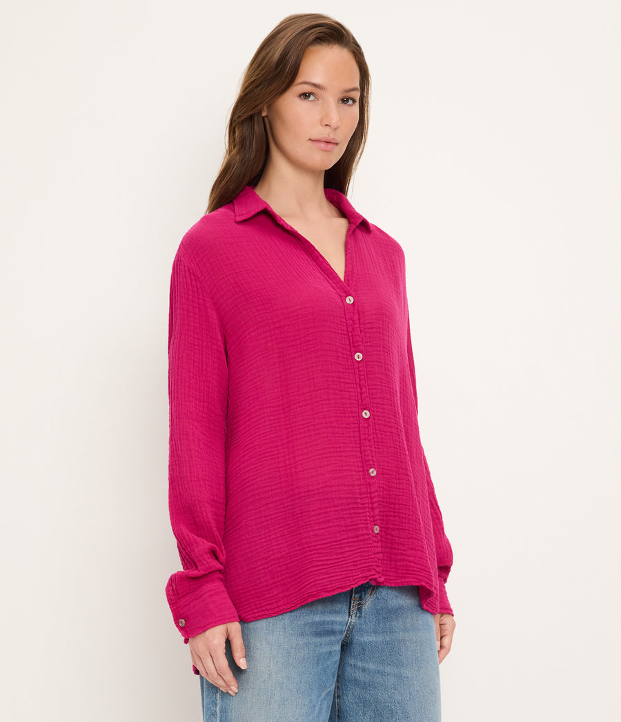 Leo Gauze Button Down Shirt FRENCH ROSE / XL #FRENCH ROSE