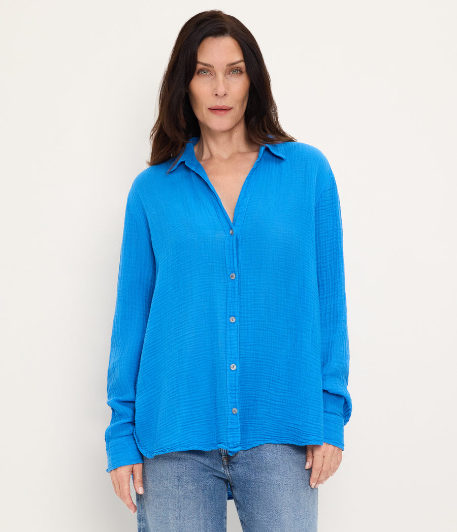 Leo Gauze Button Down Shirt PACIFIC / XL #PACIFIC