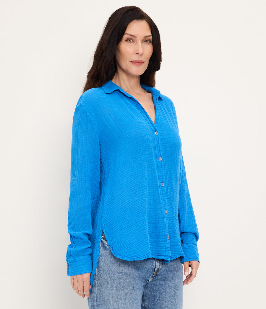 Leo Gauze Button Down Shirt PACIFIC / XL #PACIFIC