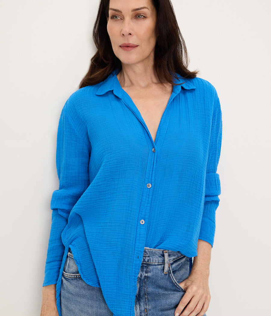 Leo Gauze Button Down Shirt PACIFIC / XL #PACIFIC