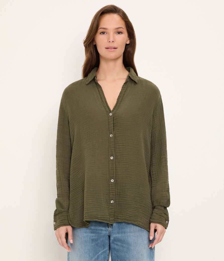 Leo Gauze Button Down Shirt TOPIARY / XL #TOPIARY