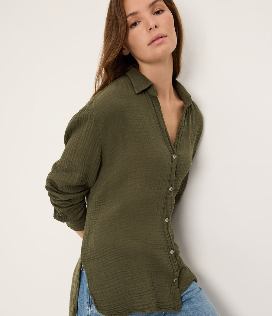 Leo Gauze Button Down Shirt TOPIARY / XL #TOPIARY