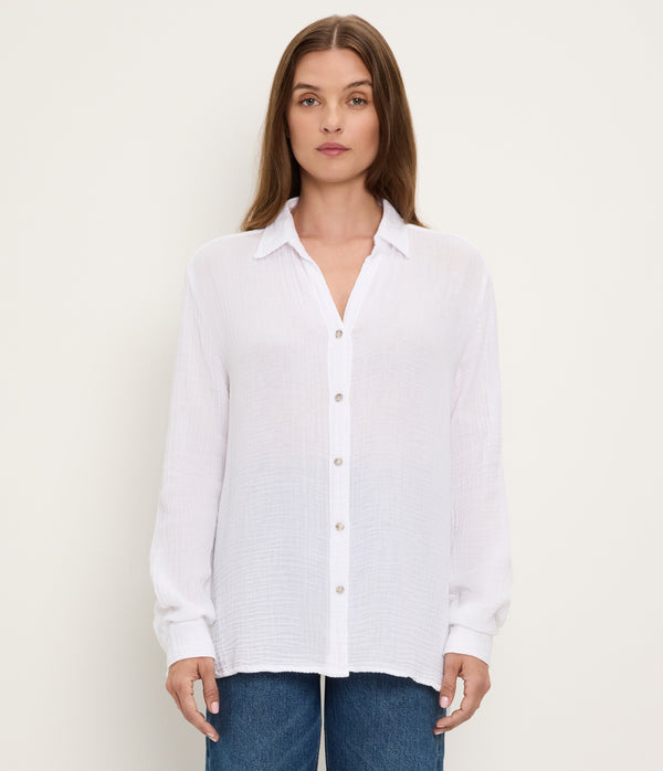 Leo Gauze Button Down Shirt WHITE / XL #WHITE
