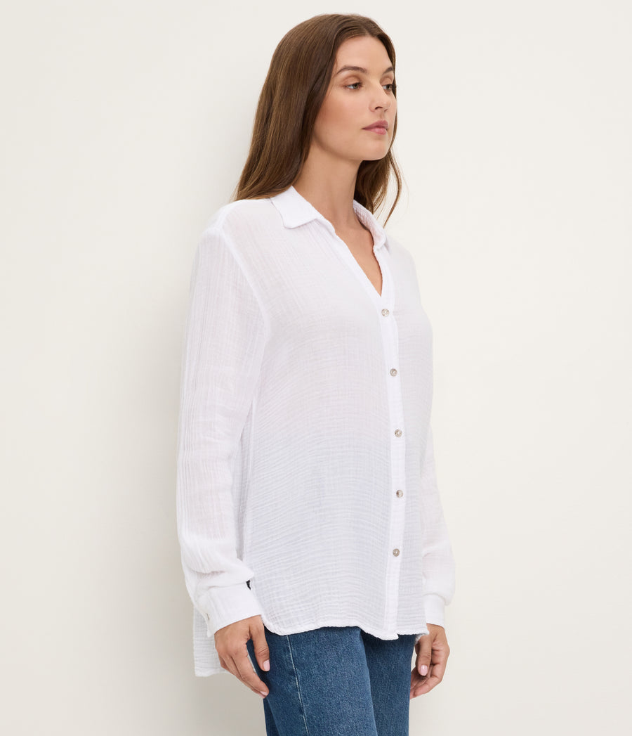 Leo Gauze Button Down Shirt WHITE / XL #WHITE