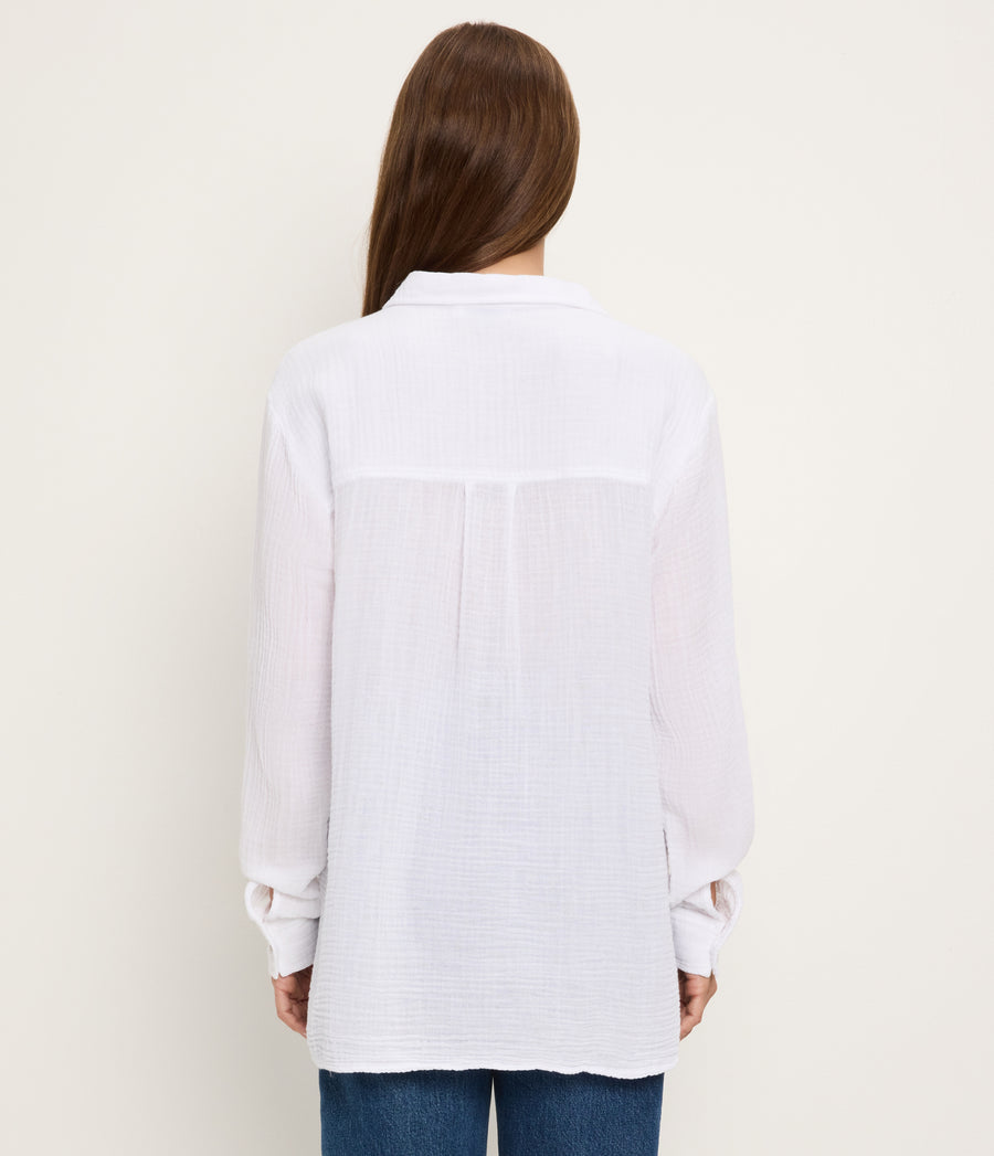 Leo Gauze Button Down Shirt WHITE / XL #WHITE