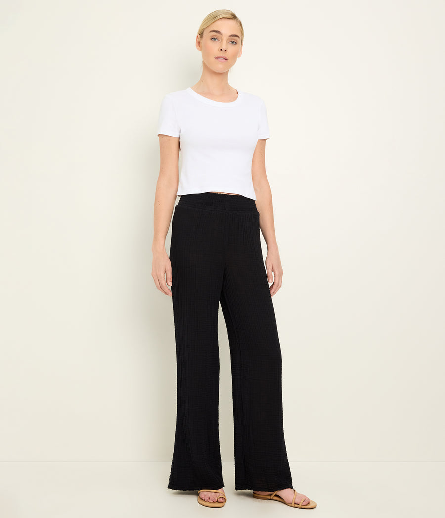 Susie Gauze Pant in Black Full Body View #BLACK