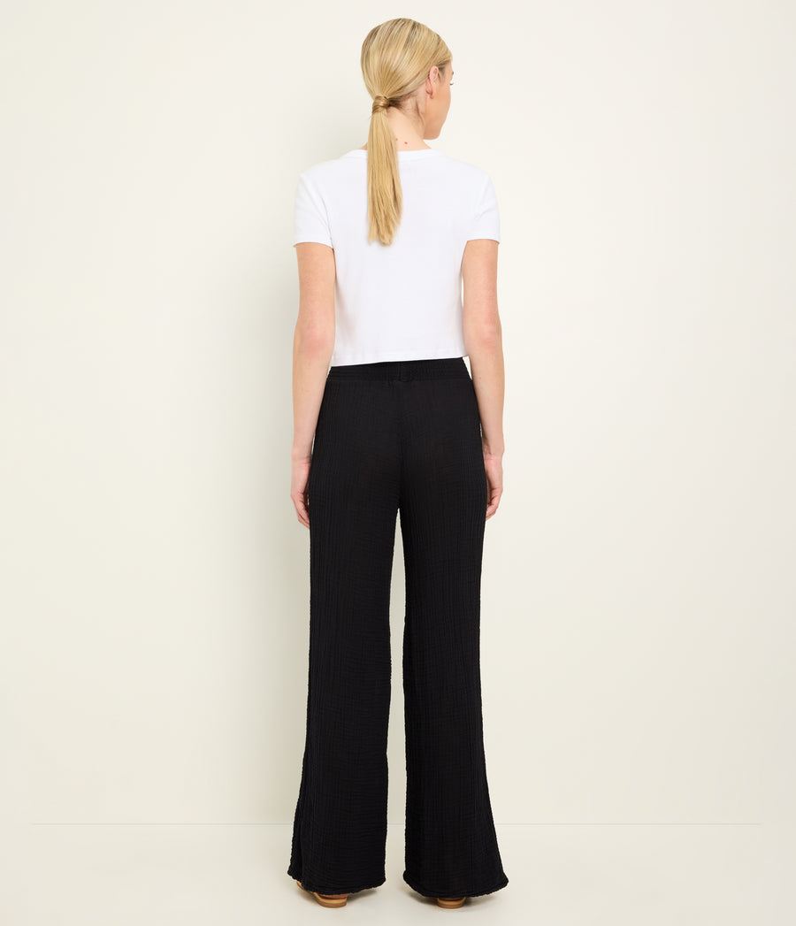 Susie Gauze Pant in Black Back View  #BLACK