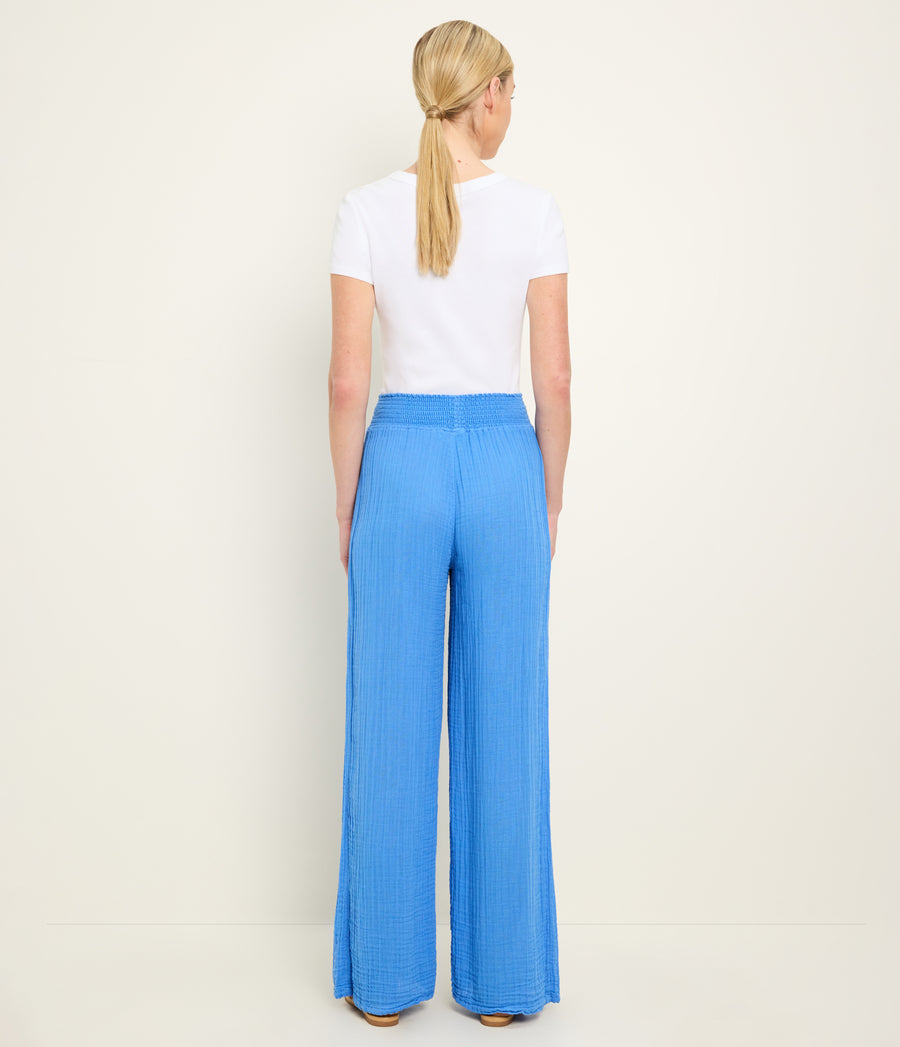 Susie Gauze Pant in BABY BLUE Blue Back View #BLUE RIBBON