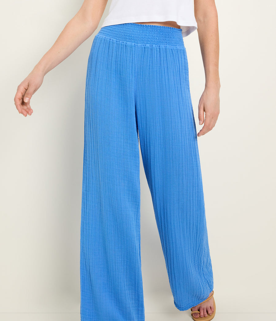 Susie Gauze Pant in BABY BLUE Blue Side View #BLUE RIBBON