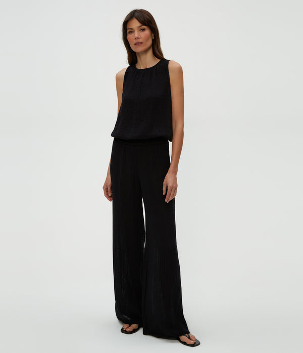 Susie Gauze Pant in Black Full Body View #BLACK