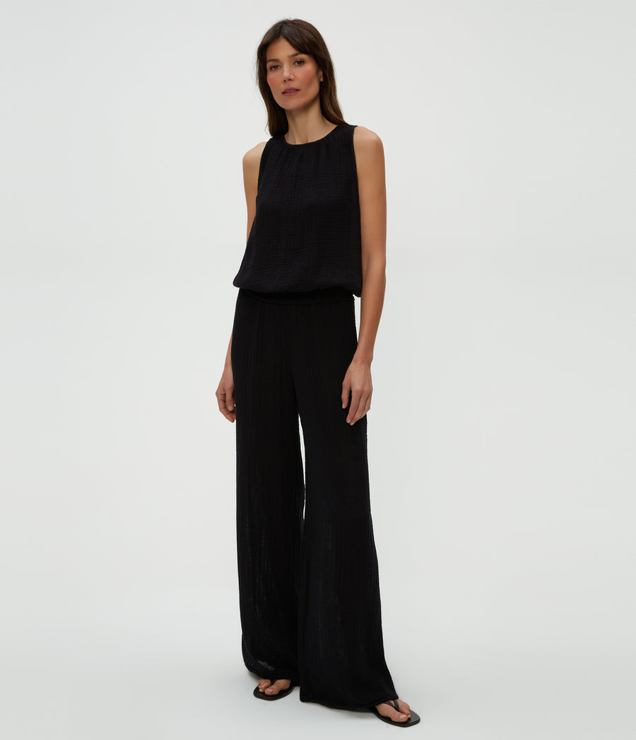 Susie Gauze Pant in Black Full Body View #BLACK