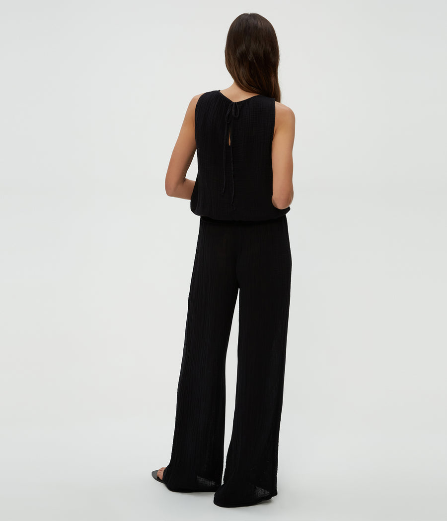 Susie Gauze Pant in Black  Back View #BLACK