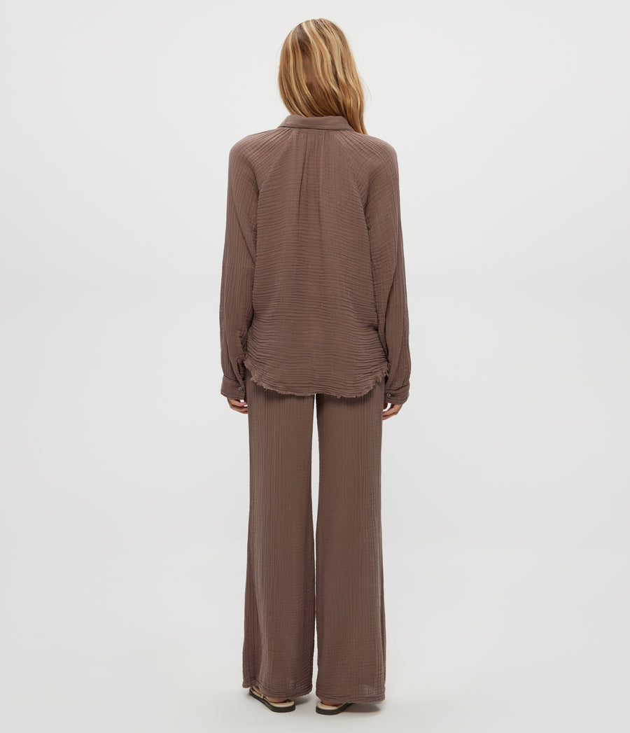 Susie Gauze Pant in Cobblestone  Back View #COBBLESTONE