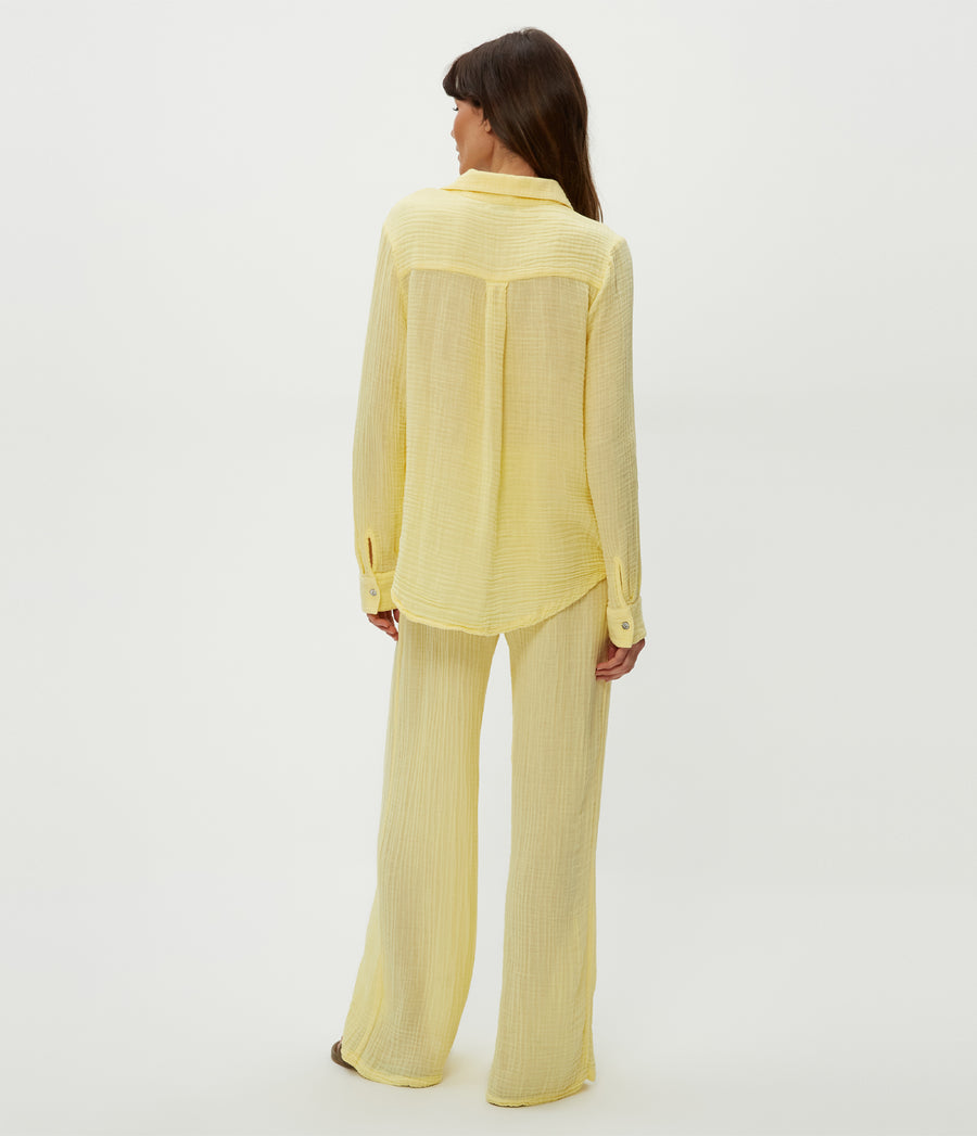 Susie Gauze Pant in Lemonade Yellow Back View #LEMONADE