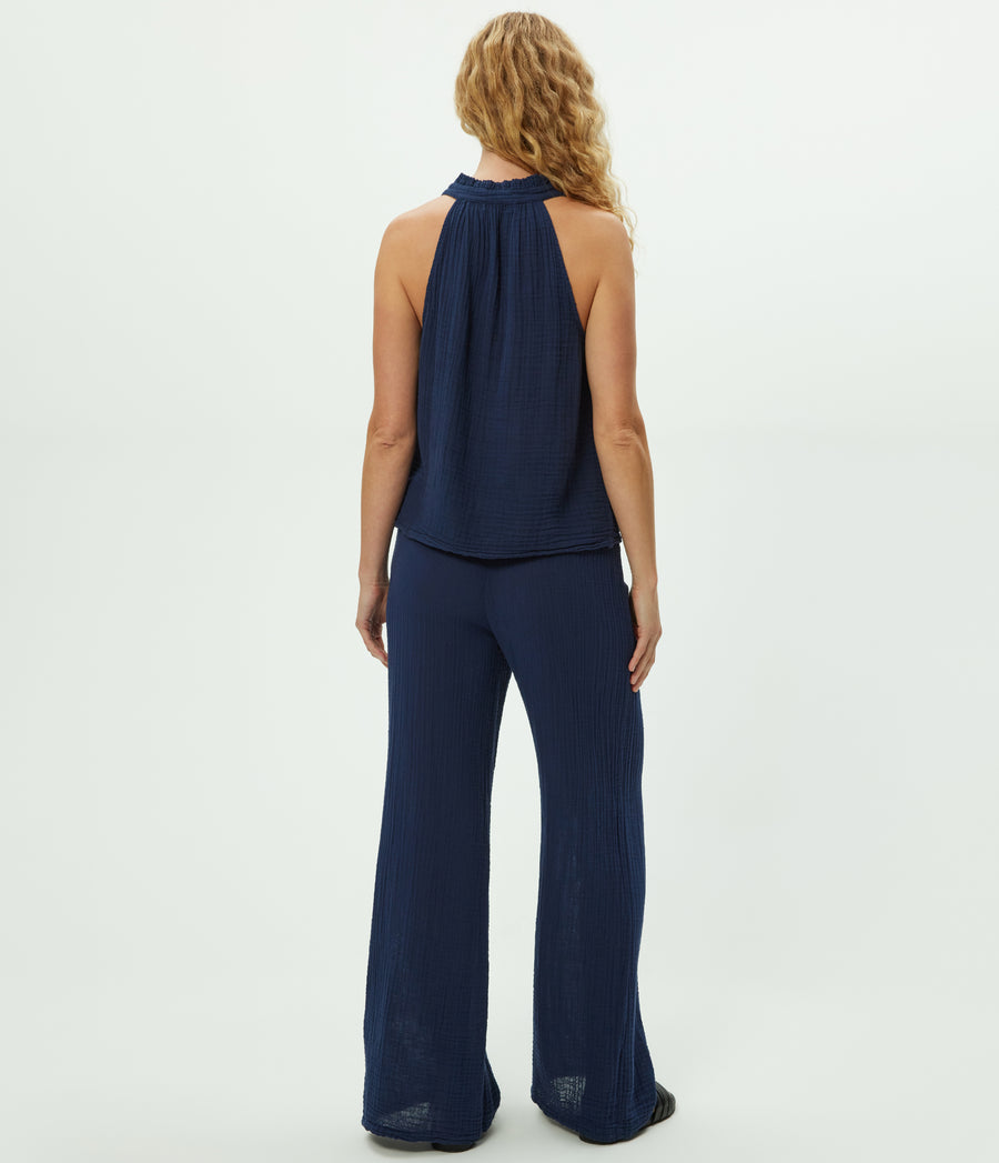 Susie Gauze Pant in Nocturnal Blue Back View  #NOCTURNAL