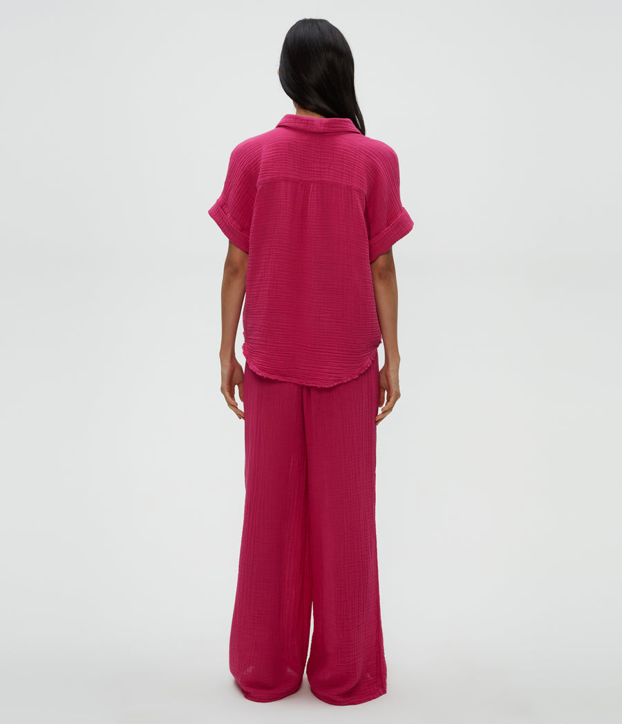 Susie Gauze Pant in Pitaya Pink Back View #PITAYA