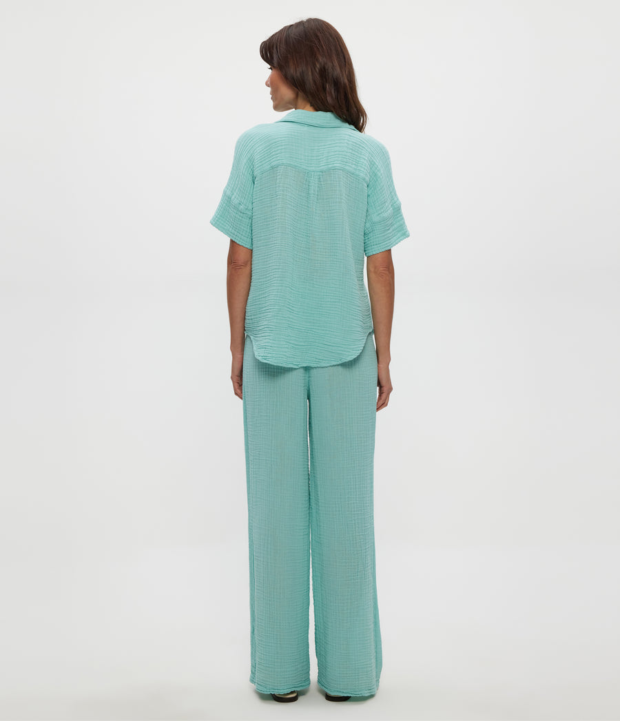 Susie Gauze Pant in SERENE BLUE Back View #SERENE