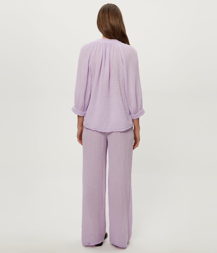 Susie Gauze Pant in WHIMSY PURPLE Back View #WHIMSY