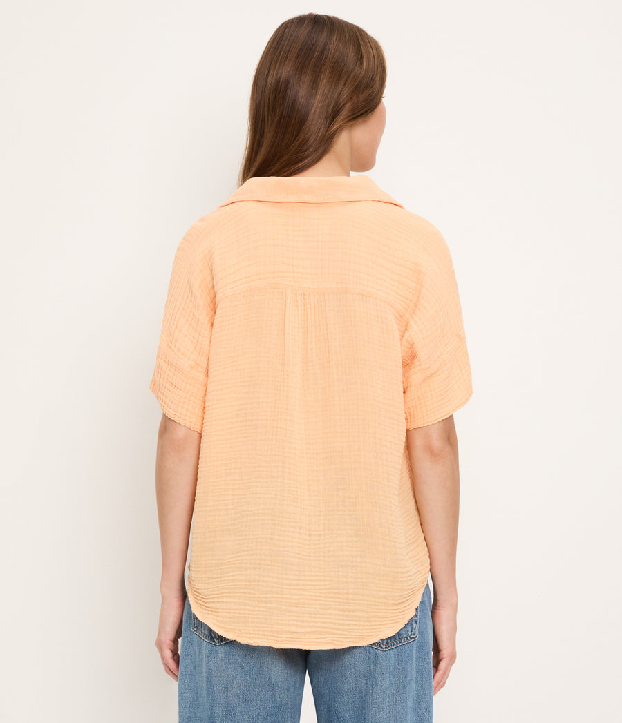 Bailey Gauze Button Down Shirt TANGERINE / XL #TANGERINE