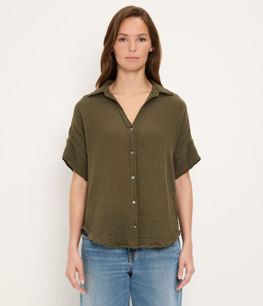 Bailey Gauze Button Down Shirt TOPIARY / XL #TOPIARY