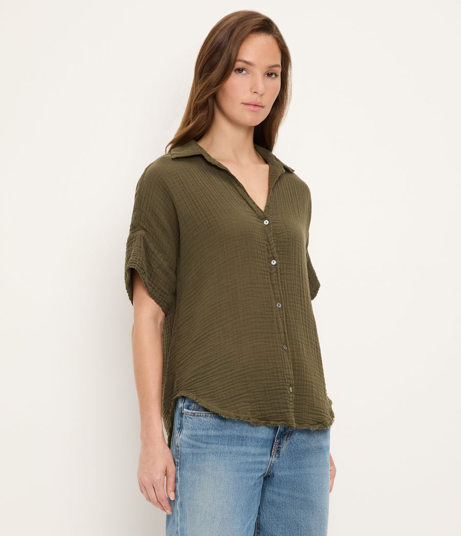 Bailey Gauze Button Down Shirt TOPIARY / XL #TOPIARY