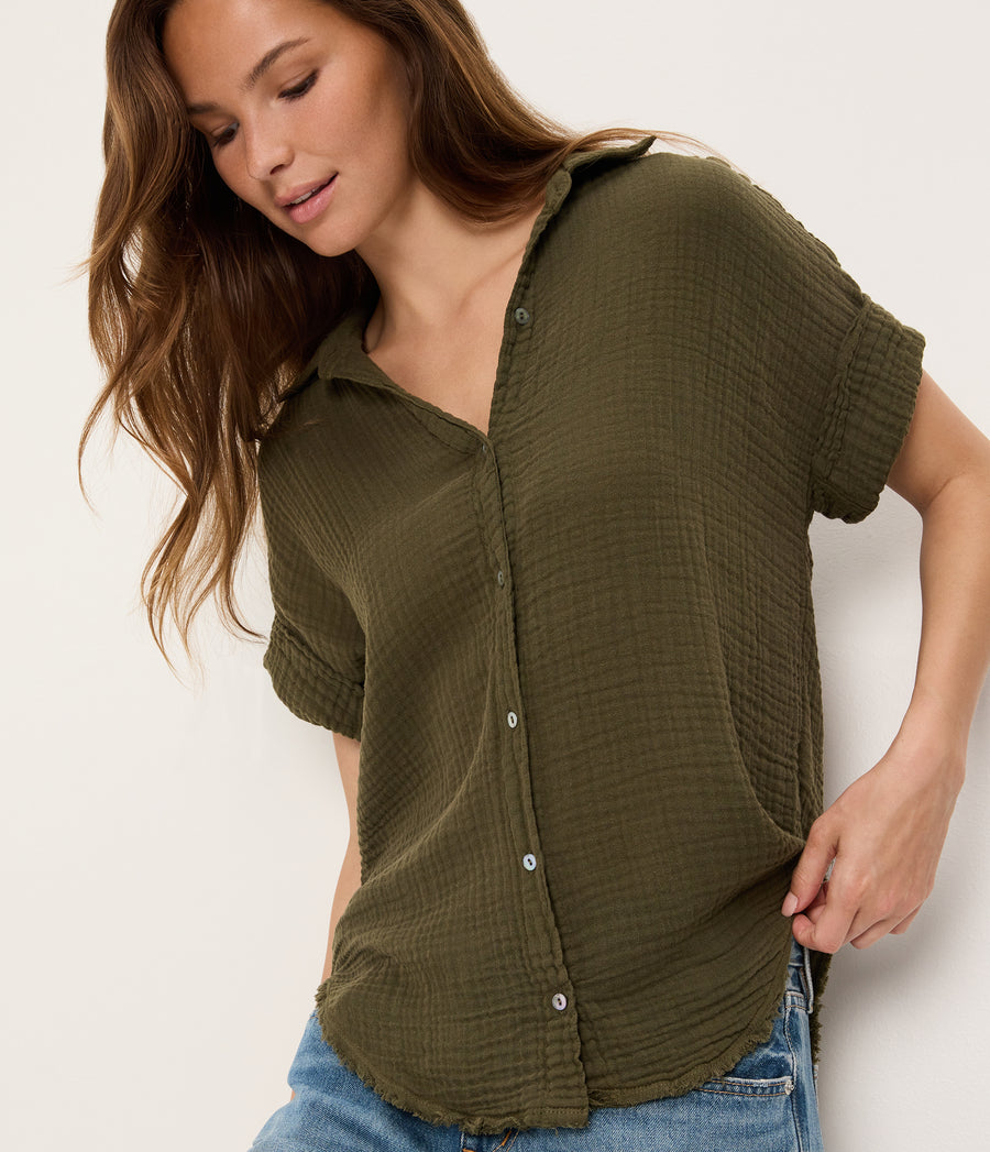 Bailey Gauze Button Down Shirt TOPIARY / XL #TOPIARY