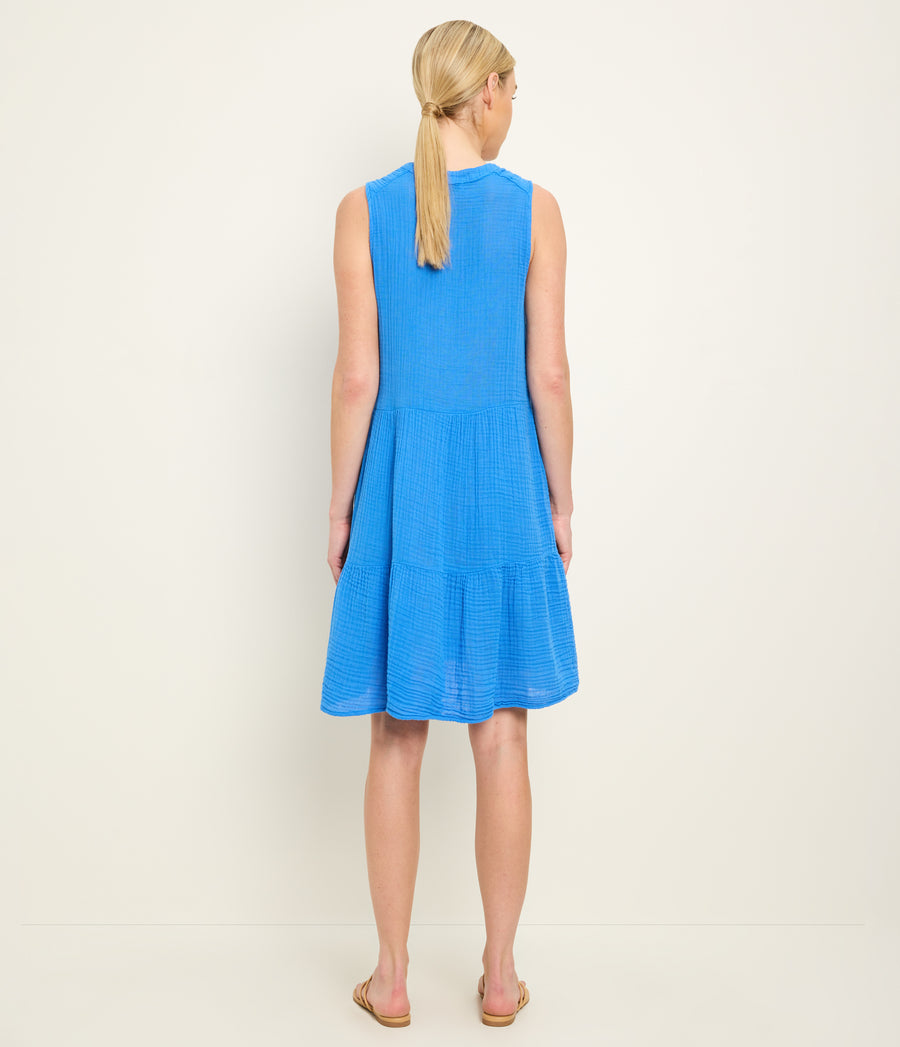 Daisy Gauze Dress in Blue Ribbon Blue Side View #BLUE RIBBON