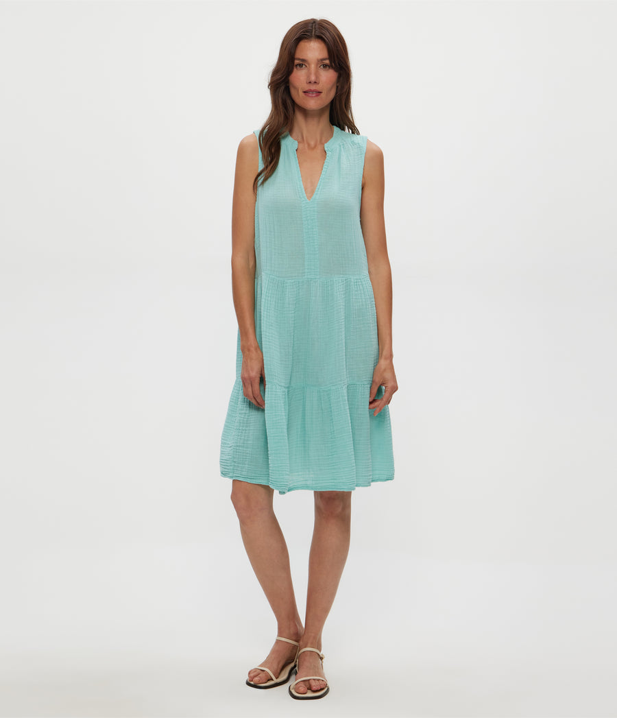 Daisy Gauze Dress in SERENE BLUE Full Body View #SERENE