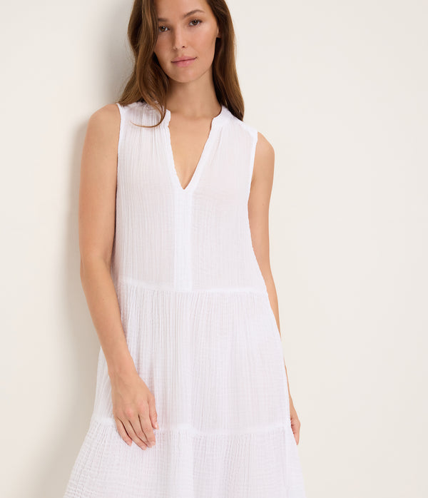 white gauze dresses Organic Dress With the softest silhouette and beautiful classic hue GAUZE DRESS (WHITE)