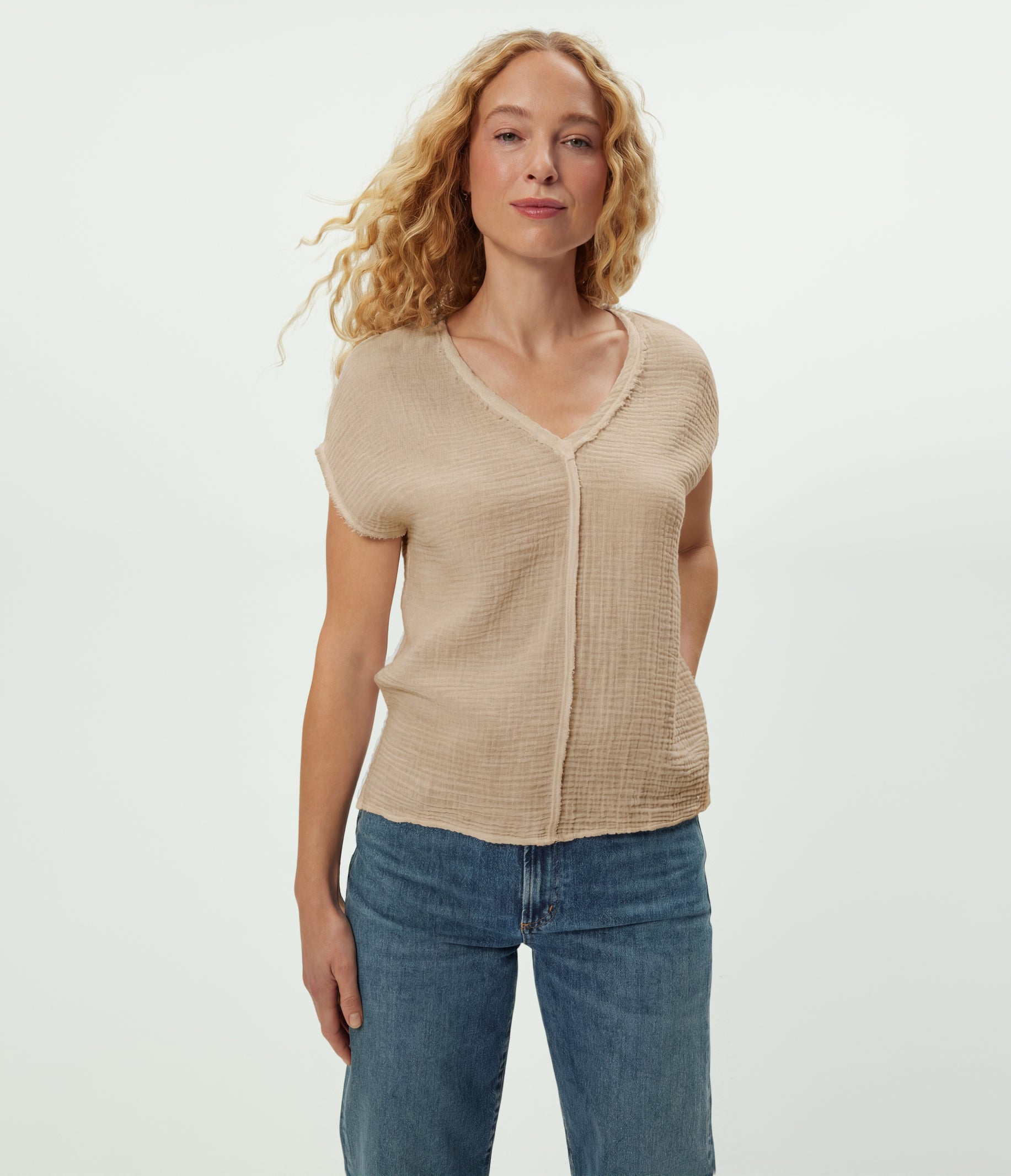 Draya Gauze V-Neck Top