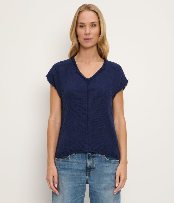 Draya Gauze V-Neck Top NOCTURNAL / XL #NOCTURNAL