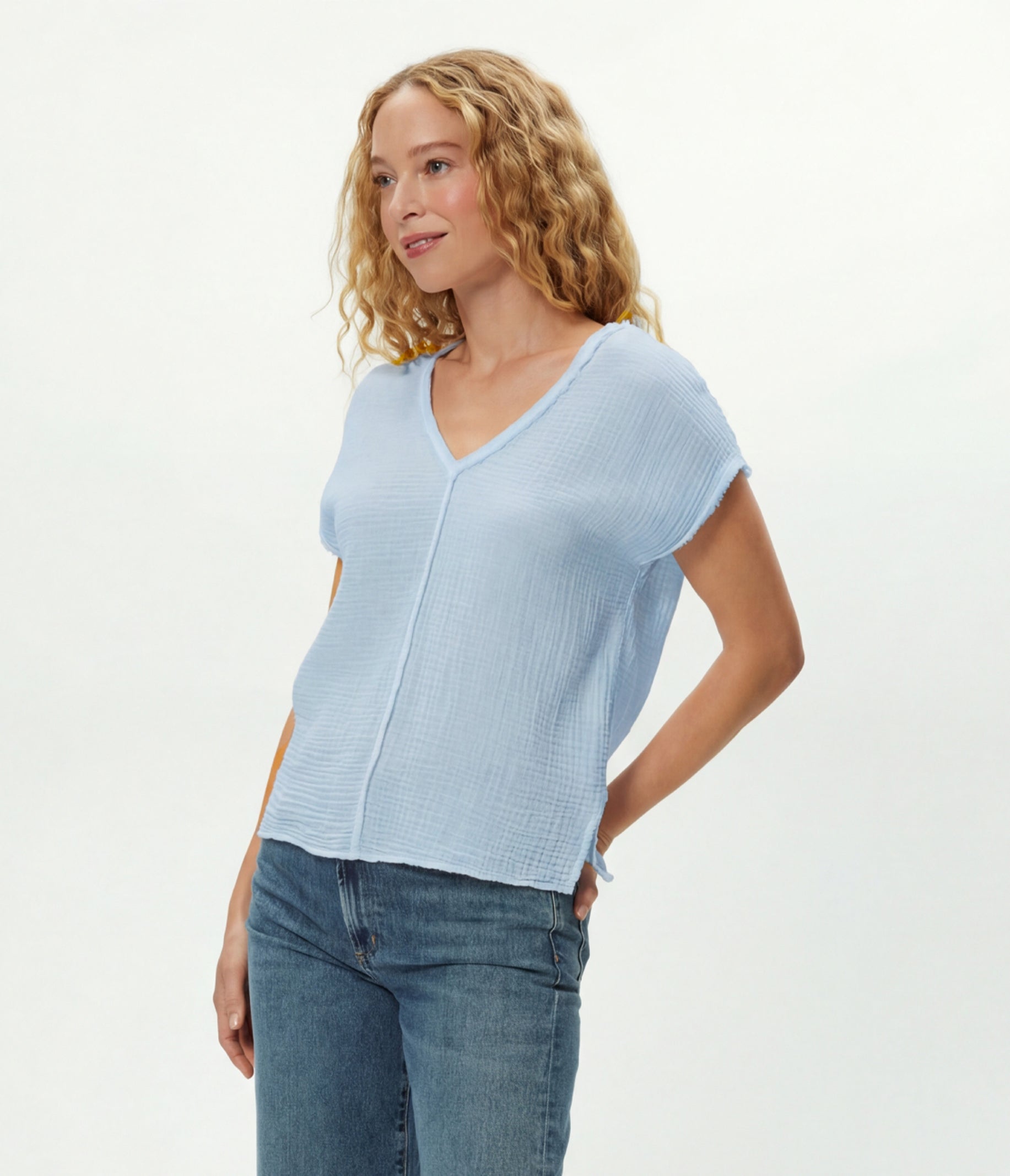 Draya Gauze V-Neck Top