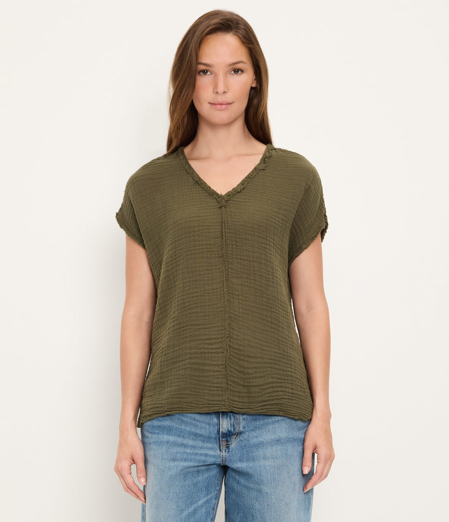 Draya Gauze V-Neck Top TOPIARY / XL #TOPIARY