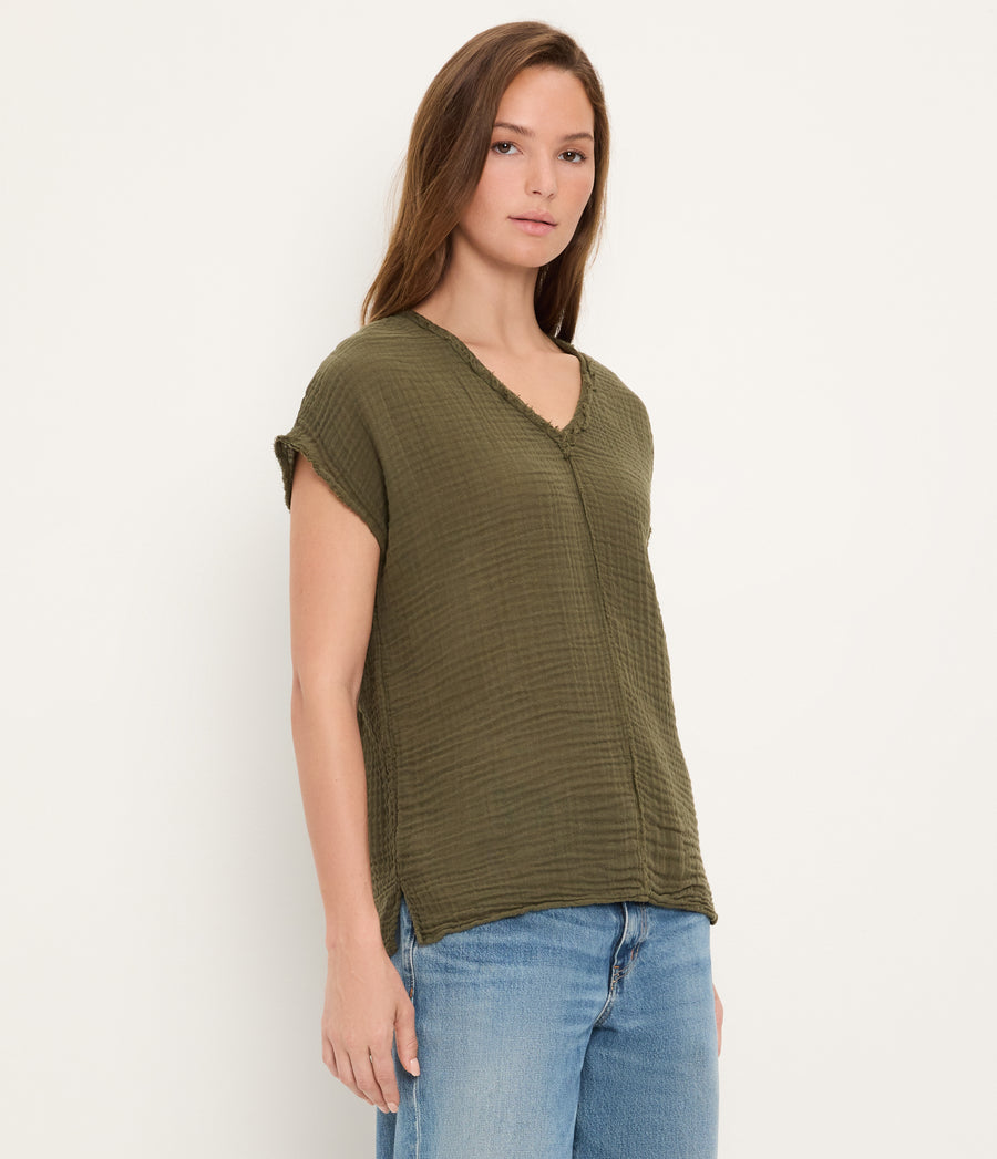 Draya Gauze V-Neck Top TOPIARY / XL #TOPIARY