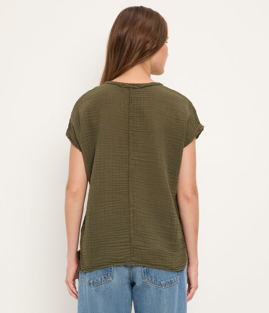 Draya Gauze V-Neck Top TOPIARY / XL #TOPIARY