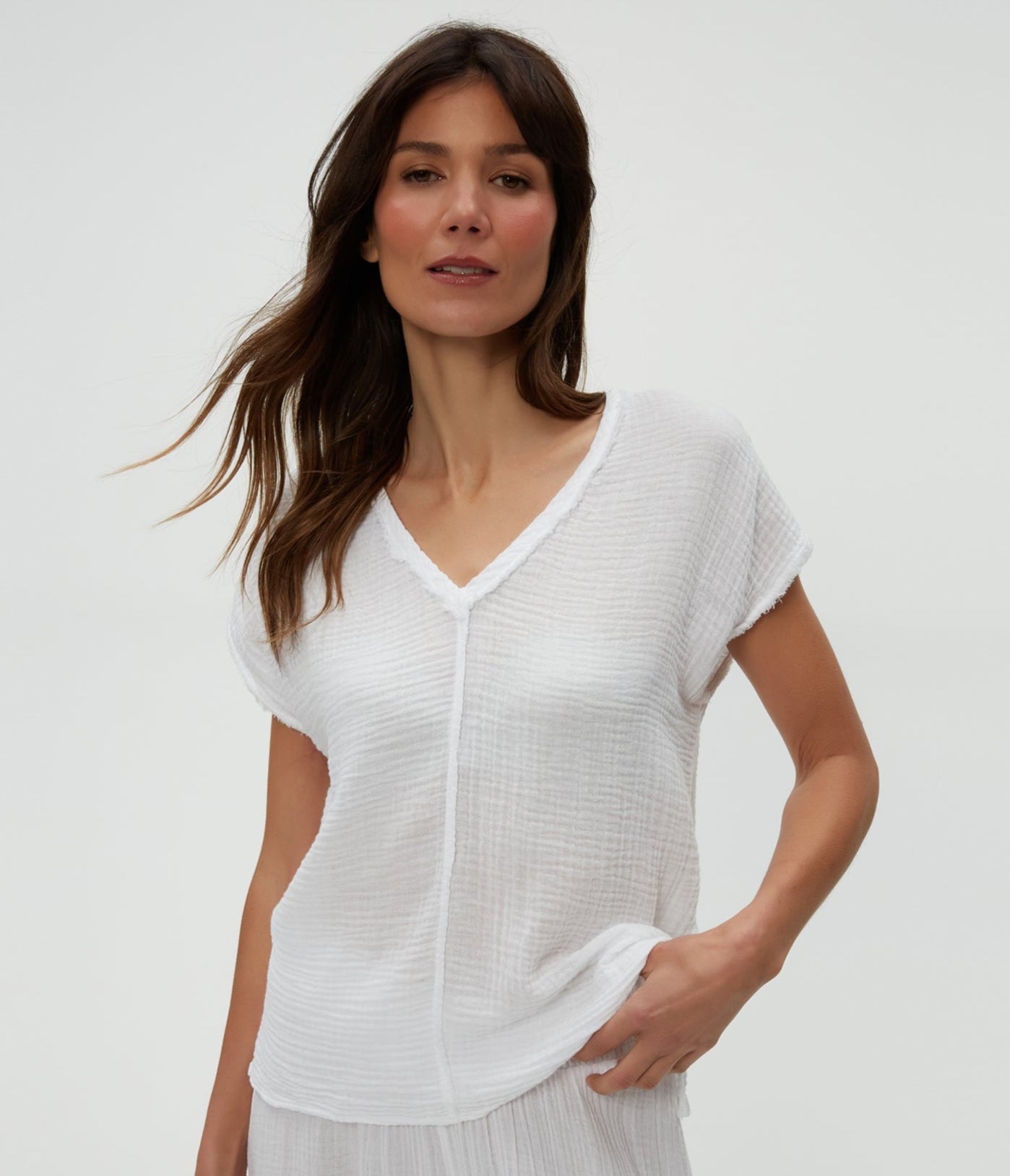 Draya Gauze V-Neck Top