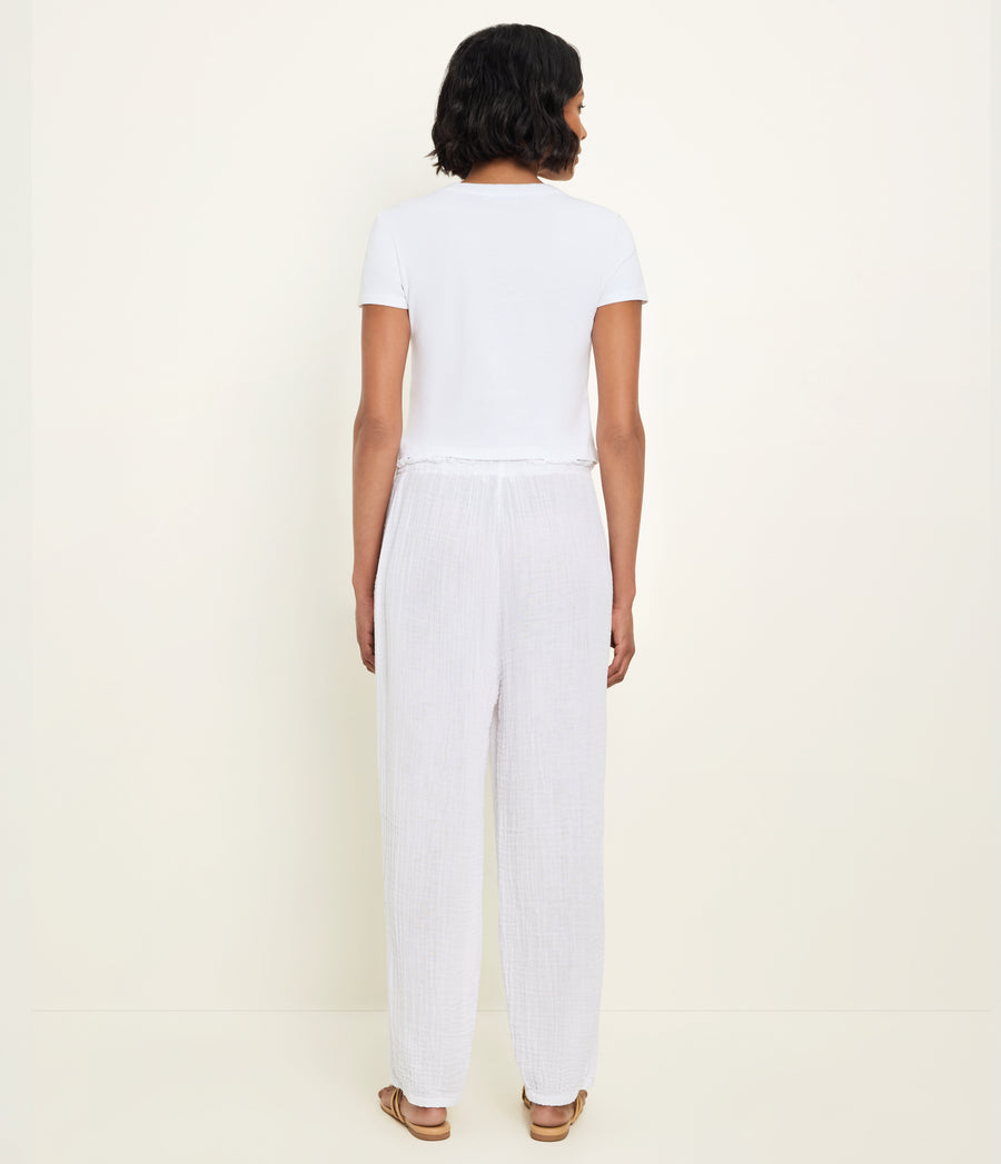 Elsa Gauze Jogger in White Back View  #WHITE