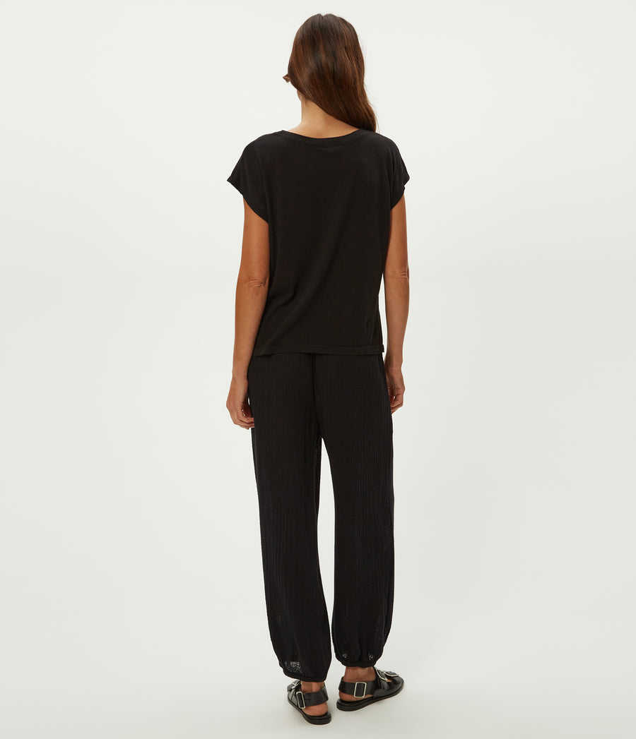 Elsa Gauze Jogger in Black Back View #BLACK