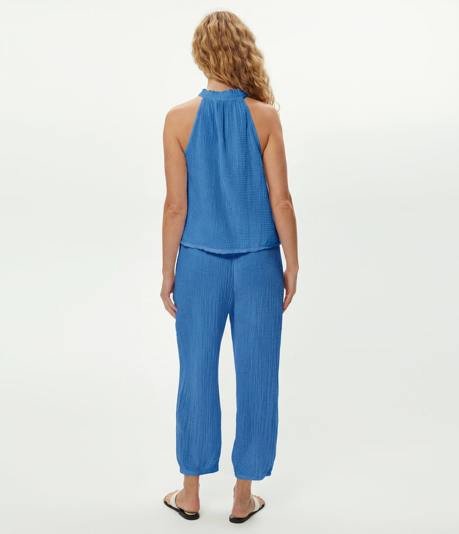 Elsa Gauze Jogger in BABY BLUE Blue Back View #BLUE RIBBON
