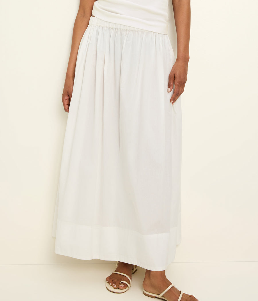 Meadow Midi Skirt Close Up View #WHITE
