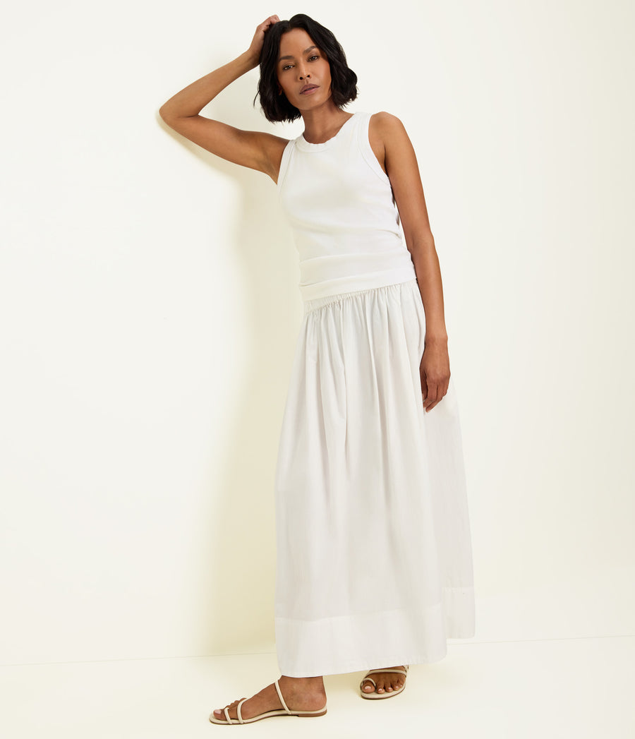 Meadow Midi Skirt Full Body View #WHITE