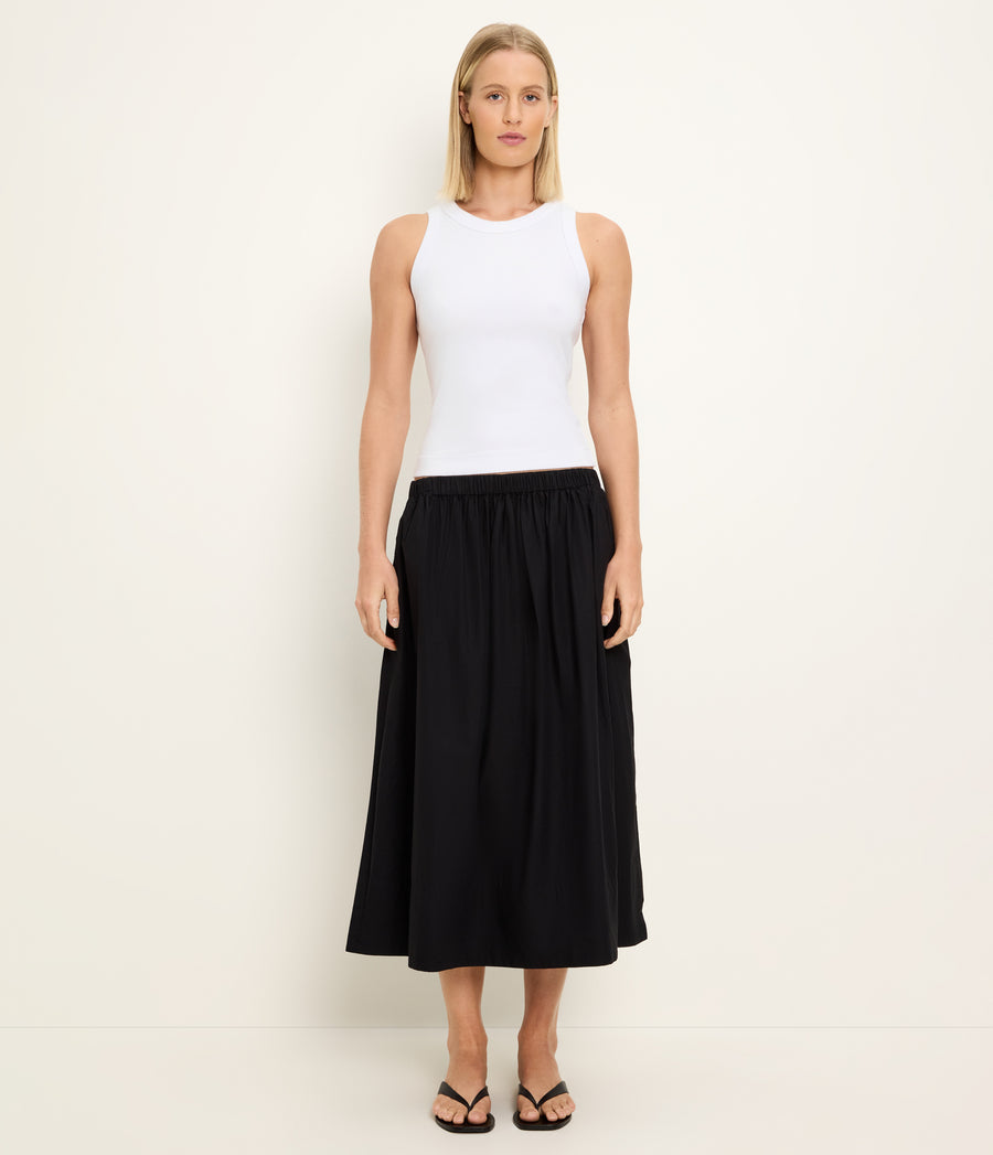 Meadow Midi Skirt in Black Full Body View #BLACK