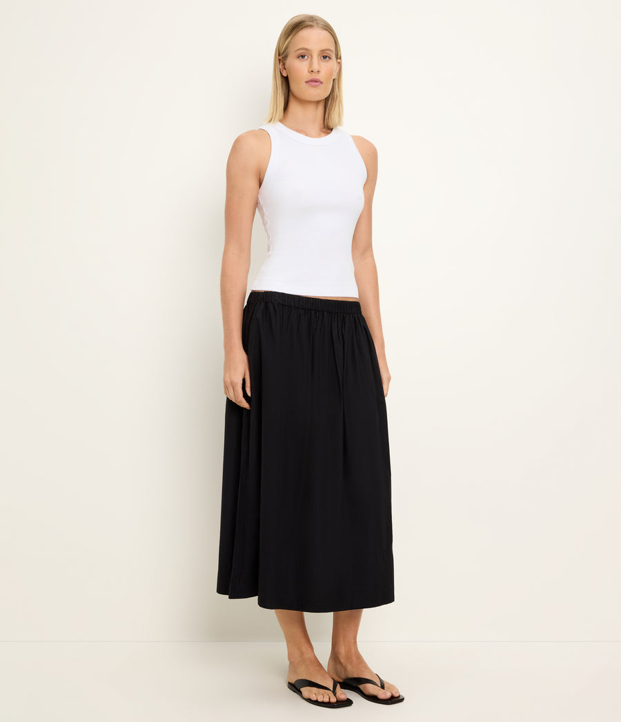 Meadow Midi Skirt in Black Side View #BLACK