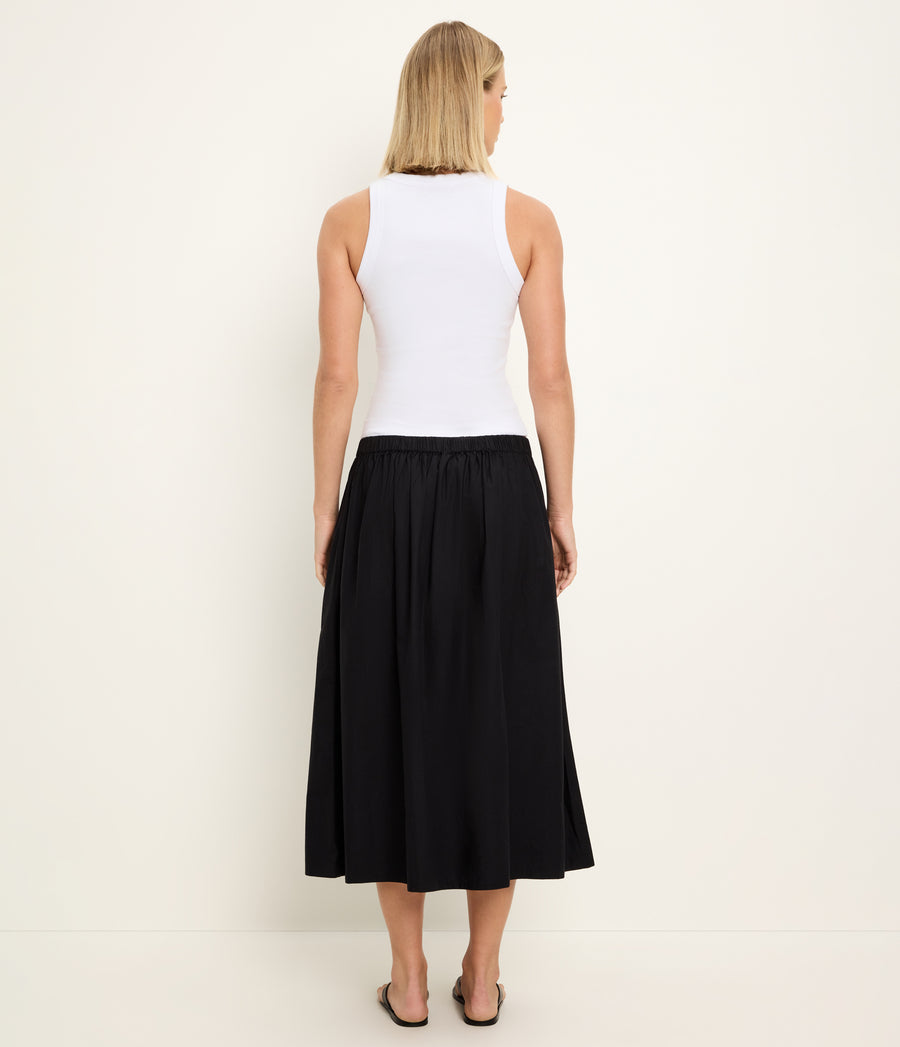 Meadow Midi Skirt in Black Back View  #BLACK