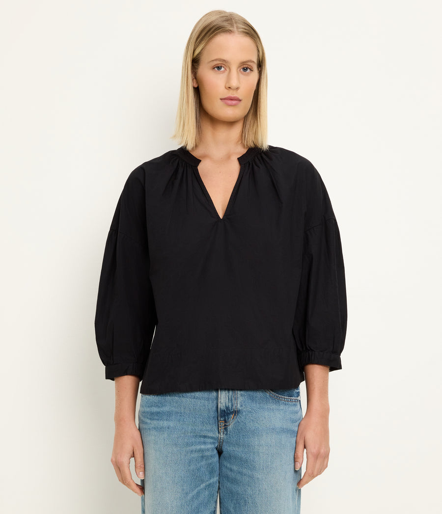 Cate 3/4 Sleeve Top in Black Side View #BLACK